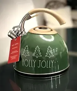 HOLLY JOLLY TEA KETTLE  GREEN