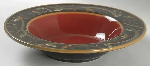 CHOCOLATE BERRIES RIM SOUP BOWL 9" RED CENTER