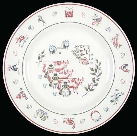 12 DAYS OF CHRISTMAS SALAD PLATE 8 3/4 8 MAIDSMILKING