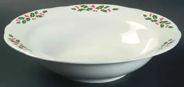 WINTER HOLLY RIM SOUP BOWL 7 1/4"