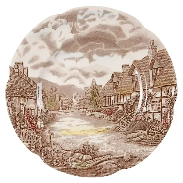 OLDE ENGLISH COUNTRYSIDE BROWN MULTICOLOR DINNER PLATE  10"