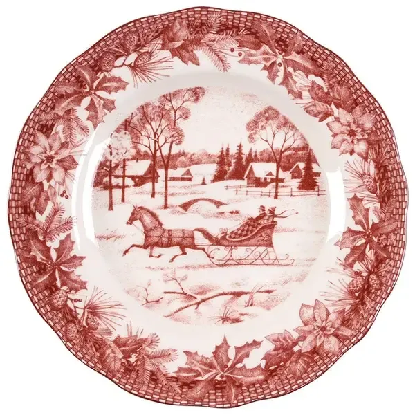 POINSETTIA TOILE DINNER PLATE 10 3/4"