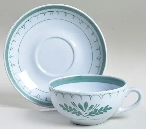 GREEN THISTLE CUP &amp; SAUCER 2"