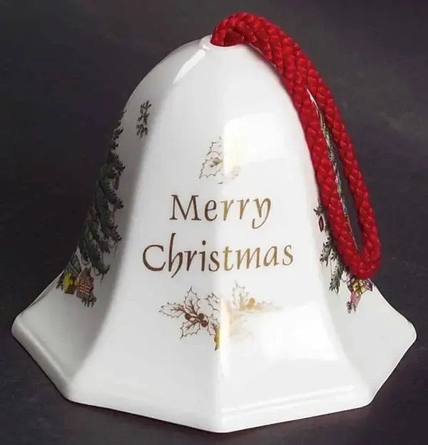 CHRISTMAS TREE GREEN/RED TRIM ORNAMENT BELL 2ND IN SERIES