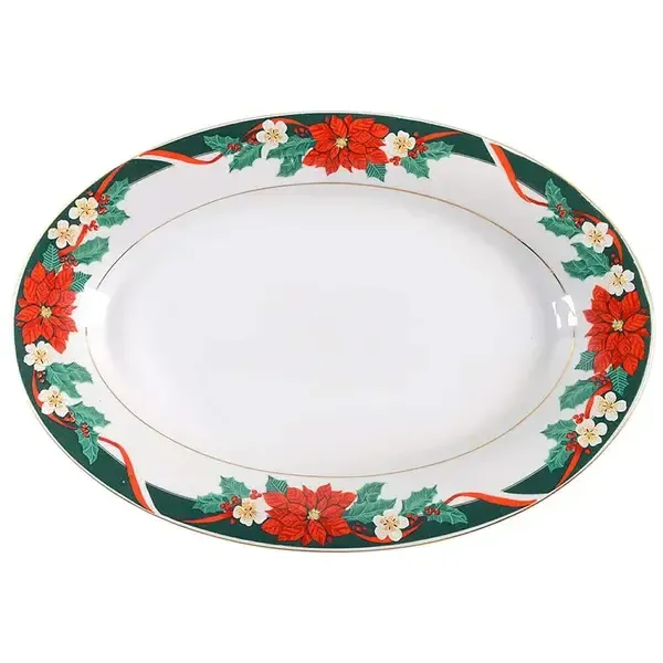 DECK THE HALLS OVAL PLATTER 13 3/4"