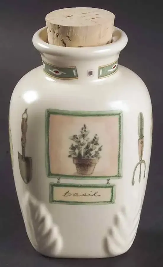 NATUREWOOD SPICE JAR &amp; CORK BASIL 4 3/8"