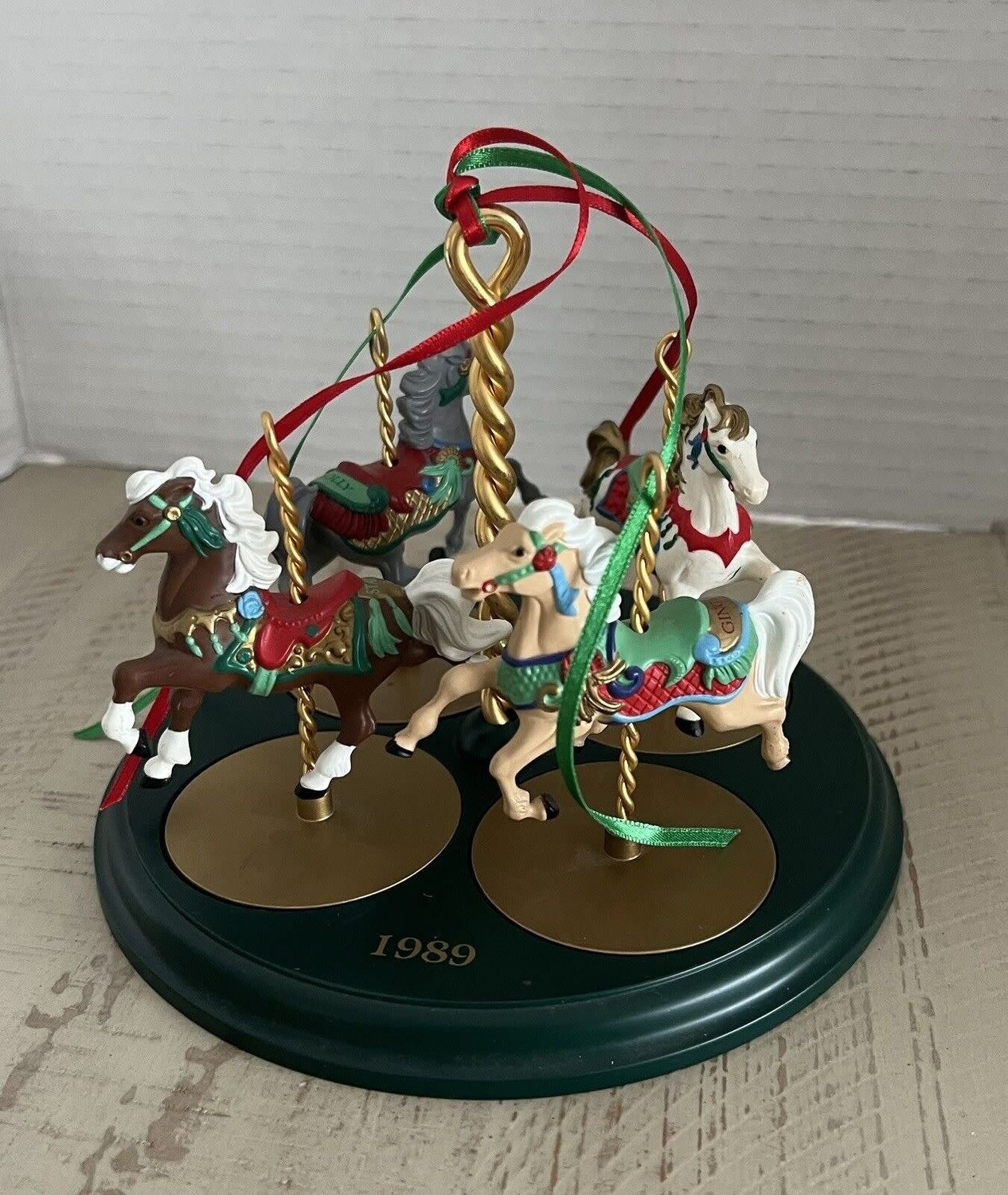 CHRISTMAS CAROUSEL HORSES AND STAND 1989