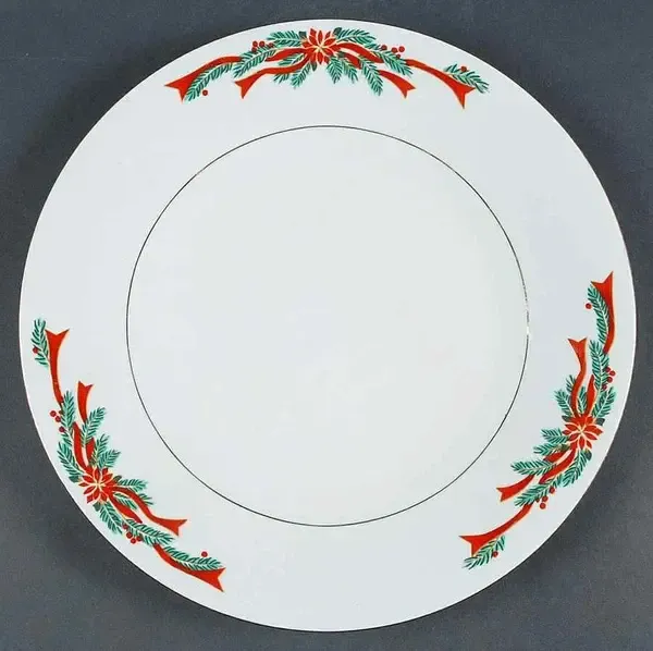 POINSETTIA &amp; RIBBON DINNER PLATE 10 1/2"