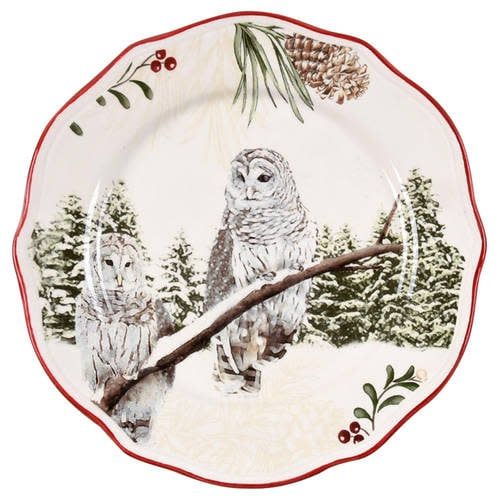 WINTER FOREST SALAD PLATES OWL 8 3/4"