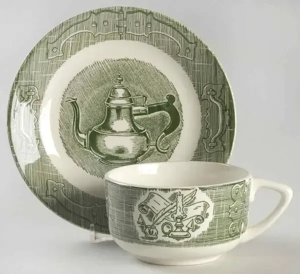 OLD CURIOSITY SHOP GREEN CUP &amp; SAUCER 2"
