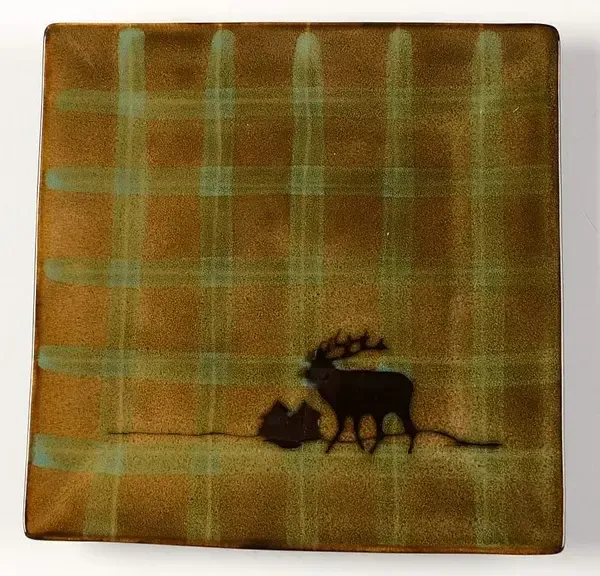 ROAMING ELK SALAD PLATE SQUARE  7 5/8"