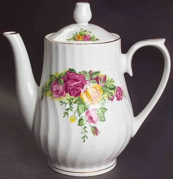 ENGLISH ROSE COFFEE POT 8" 5 CUP