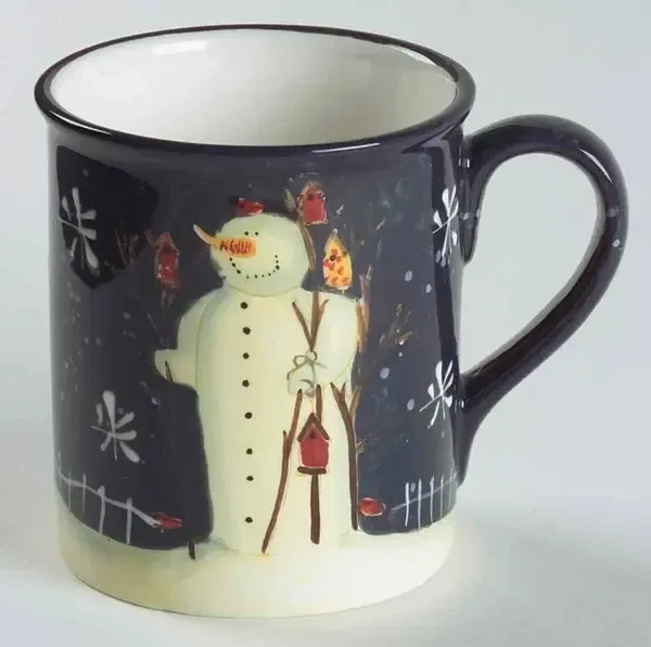 TWILIGHT SNOWMAN WHITE STARS MUG