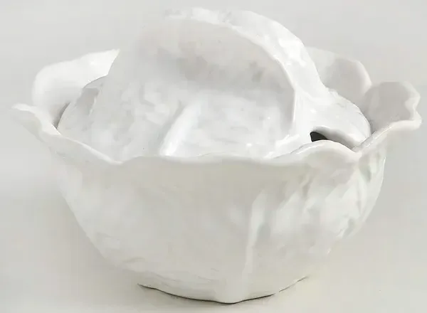 CABBAGE WHITE SUGAR BOWL AND LID