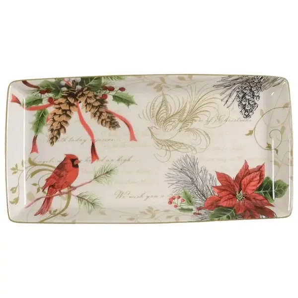 HOLIDAY WISHES PLATTER RECTANGULAR 13"