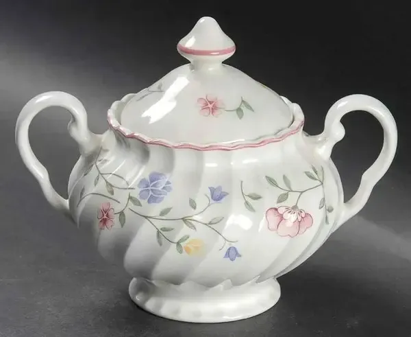 SUMMER CHINTZ SUGAR BOWL MADE IN ENGLAND