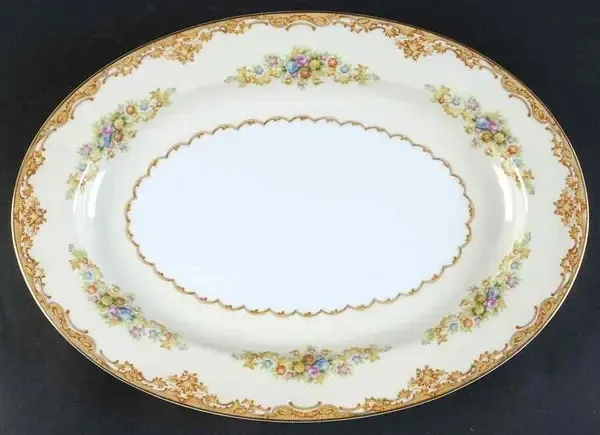 GOLD RUST FLORAL PLATTER 14"