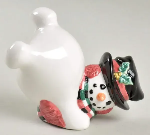 TOP HAT SNOWMAN FIGURINE ARM STAND