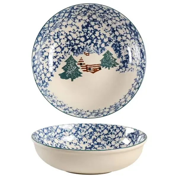 CABIN IN THE SNOW ROUND VEGETABLE 9 1/8"