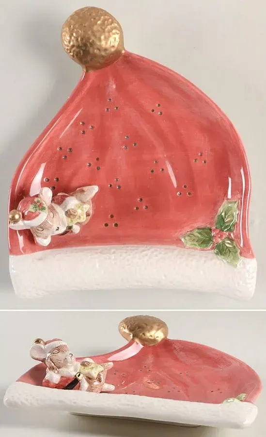 CHRISTMAS MICE FIGURAL CANAPE TRAY