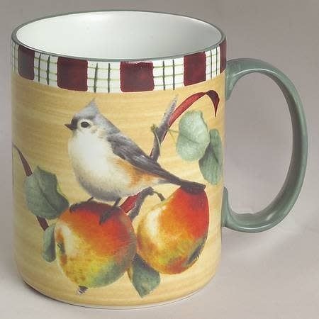 WINTERGREETINGS TARTAN TUFTED TITMOUSE MUG