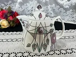 ART DECO FLORAL W/ LEAVES TEAPOT