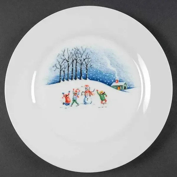 CHRISTMAS VILLAGE SALAD PLATE 8"