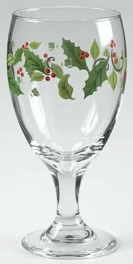 HOLIDAY HOLLY ICED TEA GLASS 7”