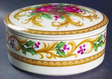 HOLIDAY ORCHARD ROUND BOX &amp; LID