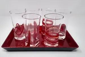 ART GLASS 5PC SHOT SET RED DESIGNS