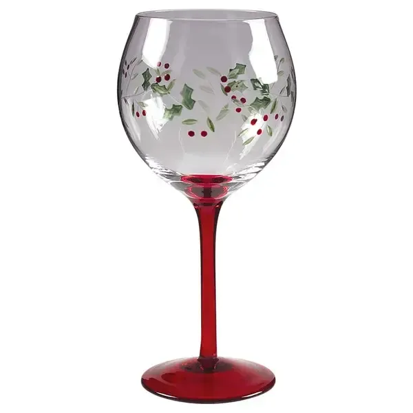 WINTERBERRY HANDPAINTED GOBLET