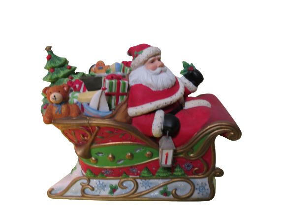 SANTA SLEIGH RIDE CANDLE HOLDER 7"