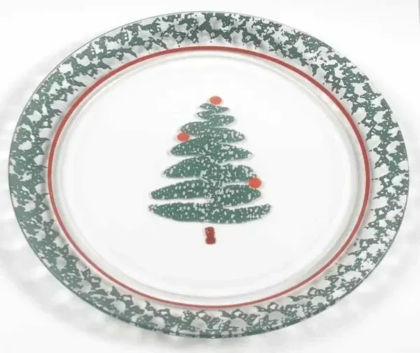 CHRITMAS TREE GLASS TORTE PLATE 13"