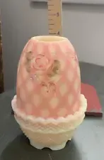 BURMESE SATIN ROSE FAIRY LAMP DIAMOND OPTIC  4 1/2"