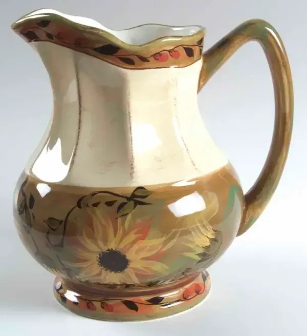 SUNFLOWER SCALLOPED EDGE PITCHER 8 3/4"