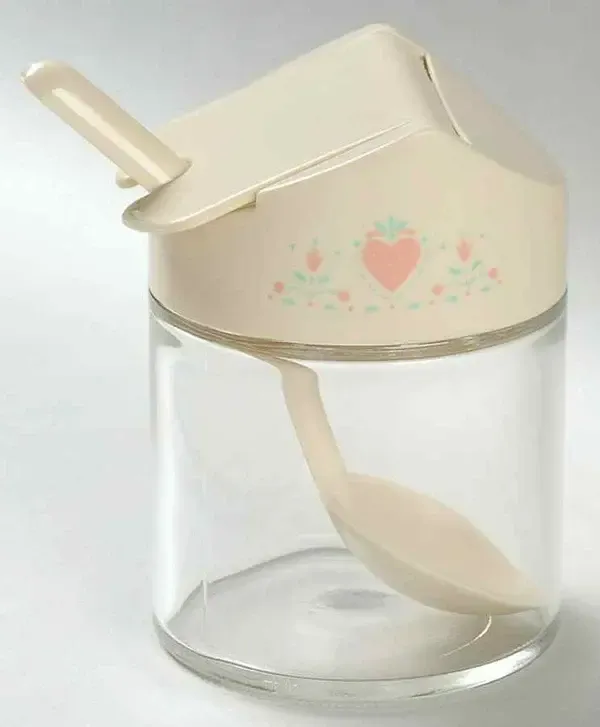 FOREVER YOURS SUGAR BOWL W/PLASTIC SPOON