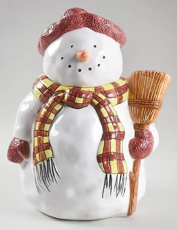SNOWMAN COOKIE JAR RED HAT