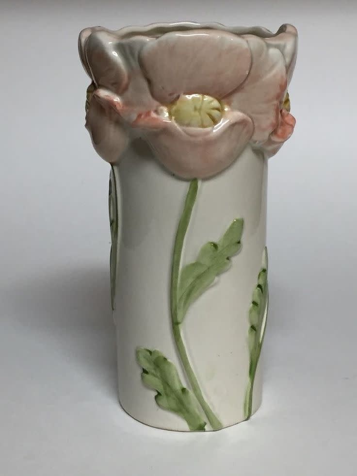 HANDPAINTED PINK FLORAL VASE 6.5"