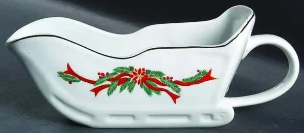 POINSETTIA &amp; RIBBONS GRAVY BOAT