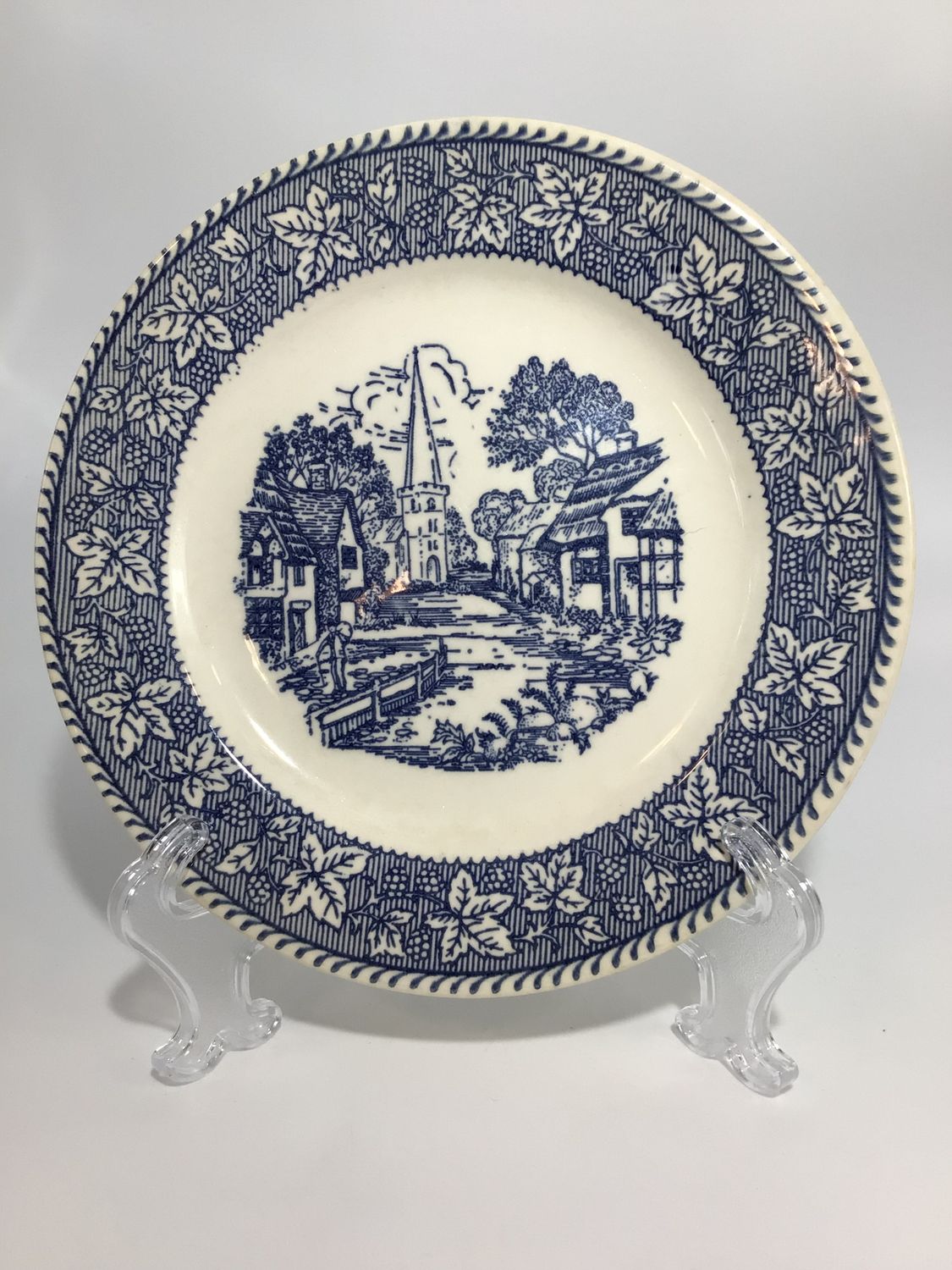 SHAKESPEARE BLUE SALAD PLATE CHURCH 7 1/4"