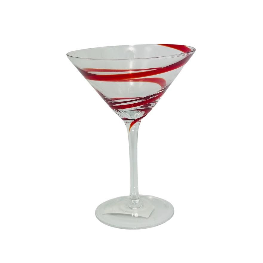 SWIRLINE RED MARTINI GLASS