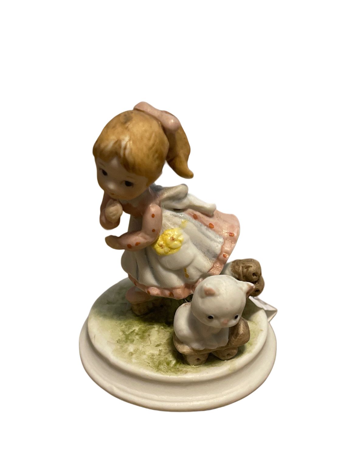 LEFTON GIRL WITH CAT FIGURINE 2 1/2"