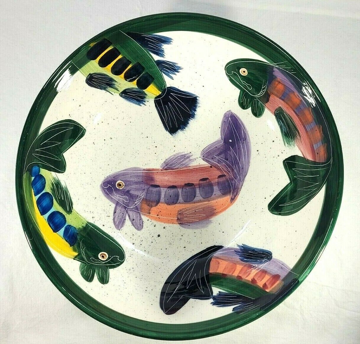 KOI SERVING BOWL HANDPAINTED 13 1/4"
