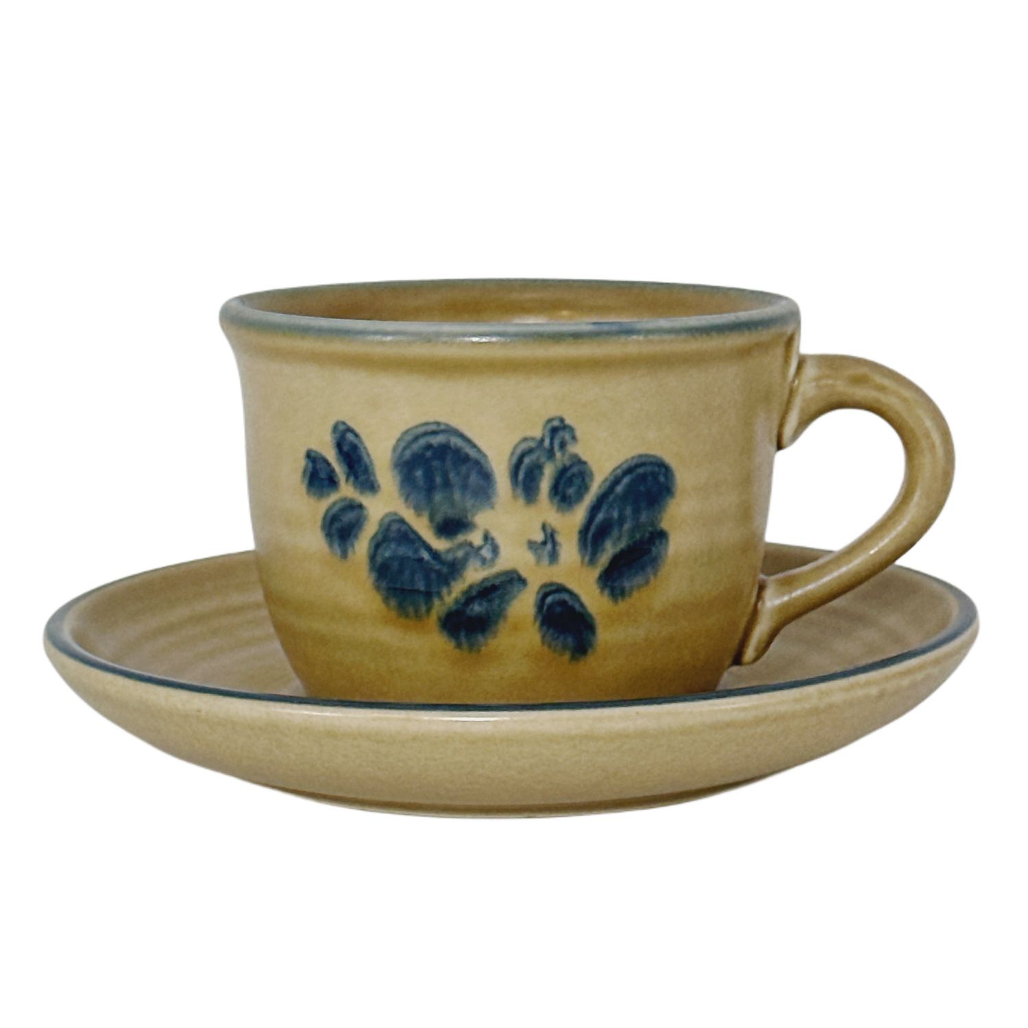 FOLK ART FLAT CUP AND SAUCER