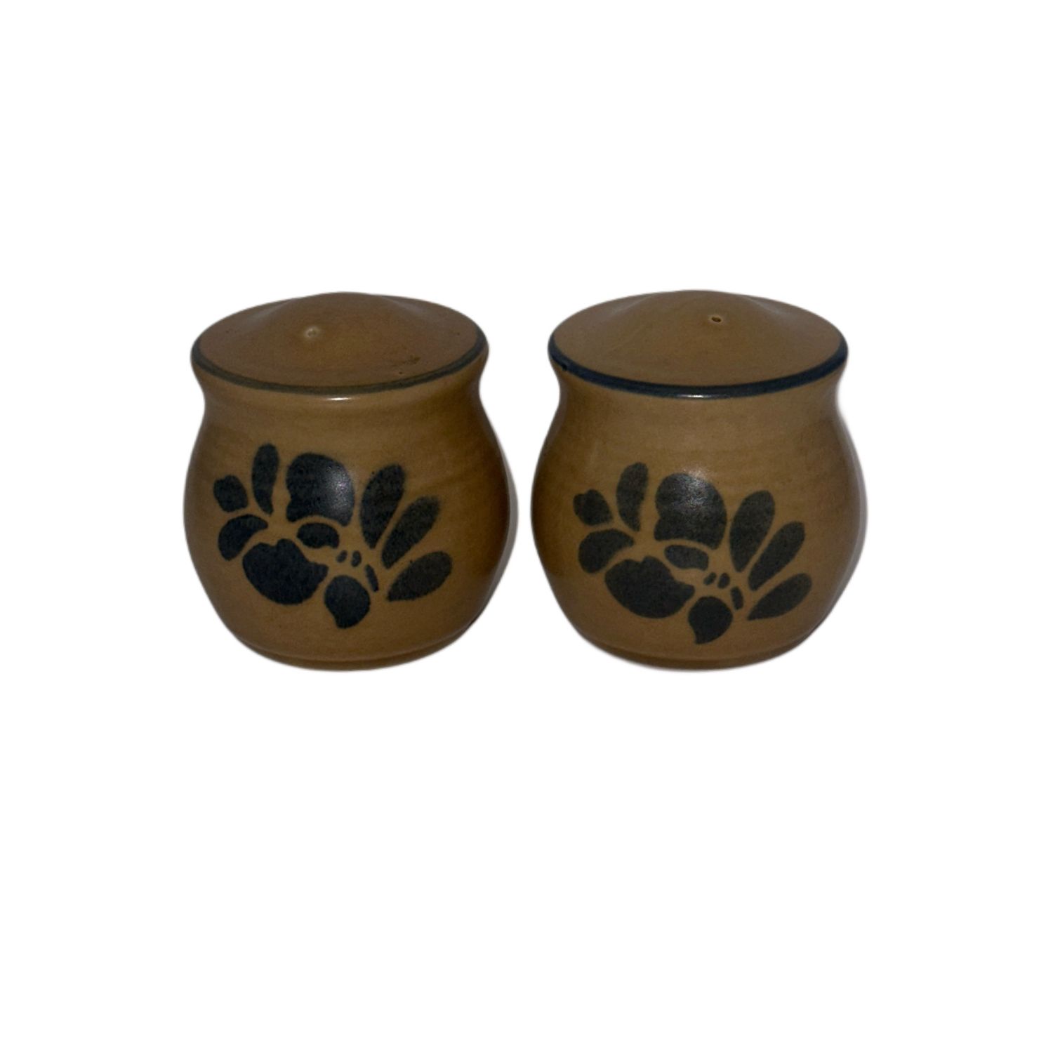 FOLK ART SALT AND PEPPER SET 2/3 HOLE 3 1/4"