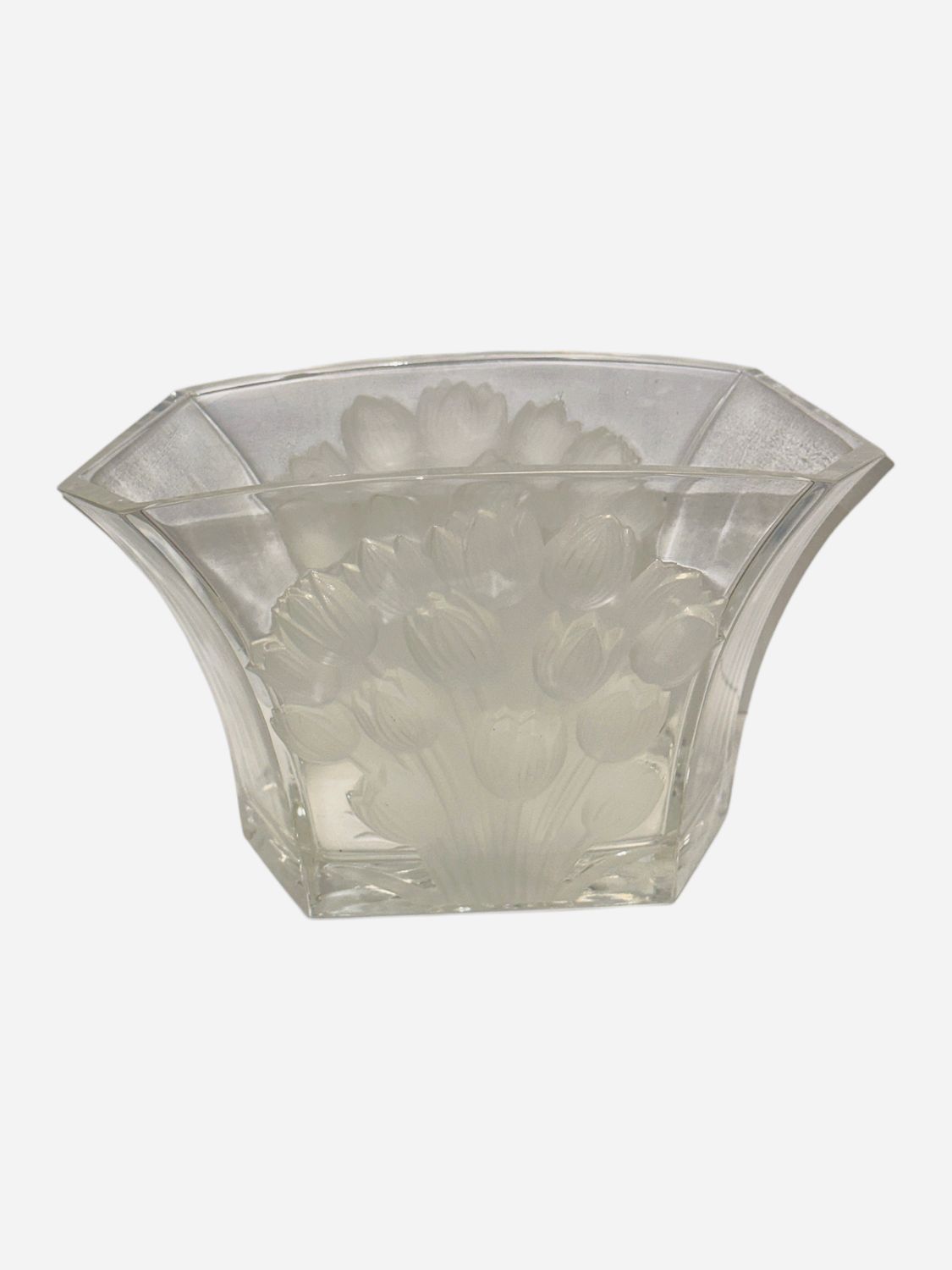 FROSTED TULIPS OVAL VASE 4"