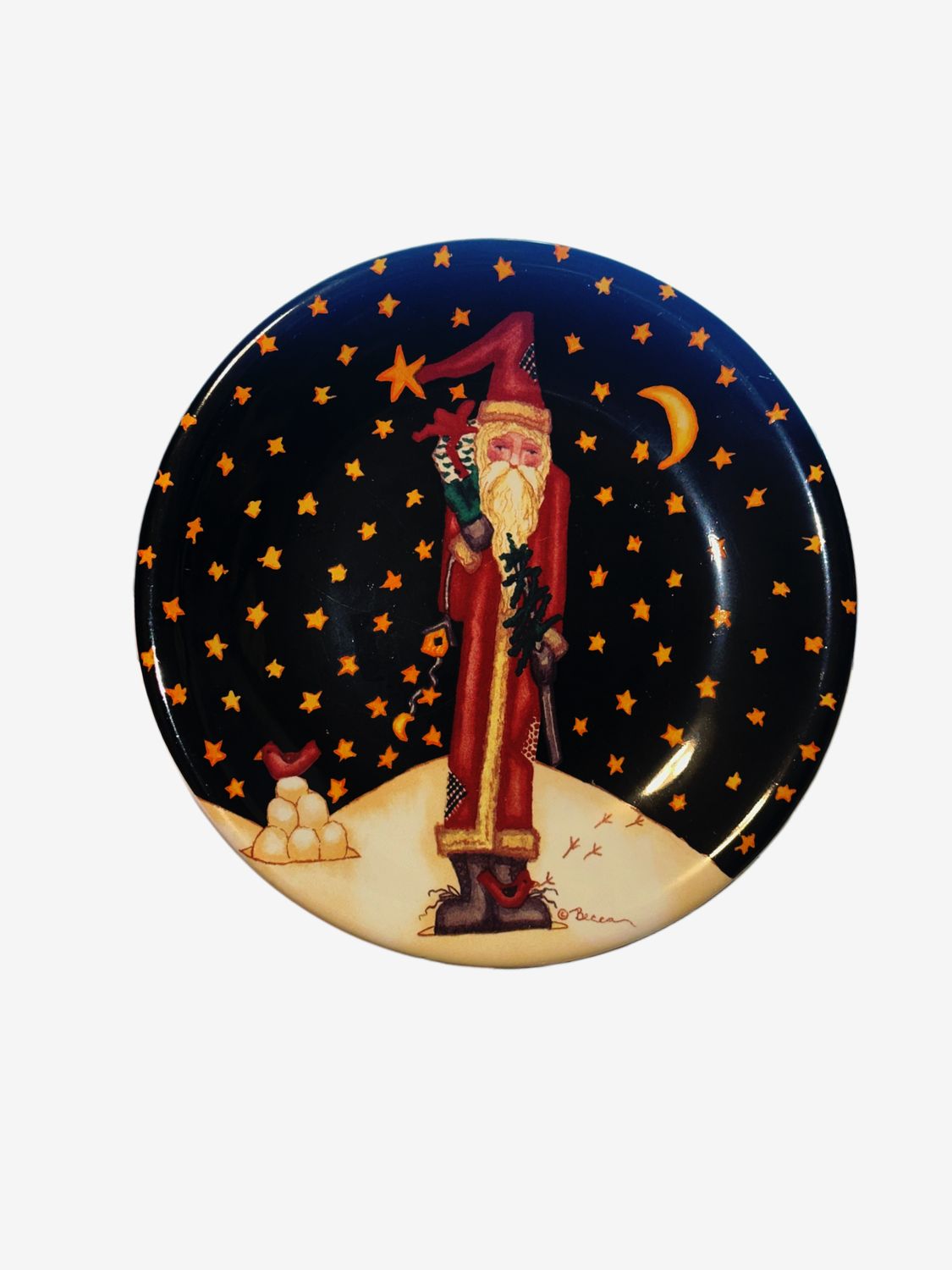 MIDNIGHT SANTA DESSERT PLATE 7"