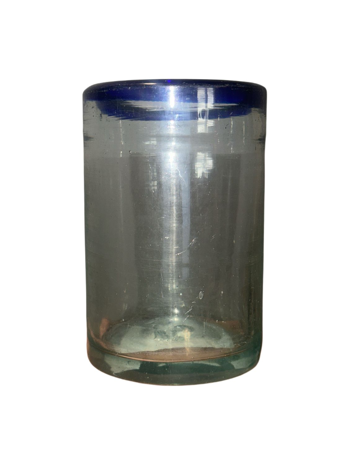 COBALT RIM FLAT TUMBLER 12 OZ 4 7/8"
