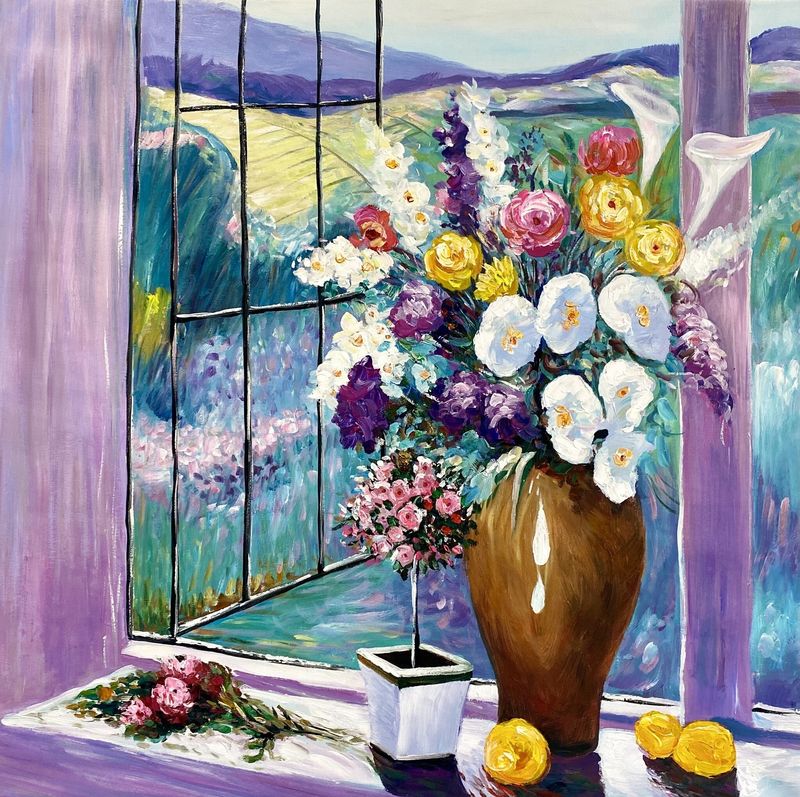 Flowers In Vase By Window