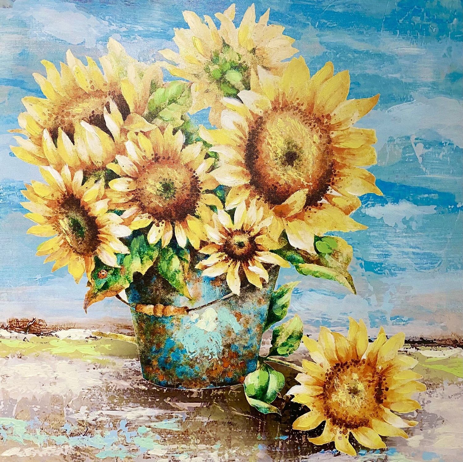 Sunflower In Watering Can